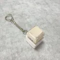 Mechanical keyboard fidget toy keychain with cream double-layer caps and silver ring - 1-Key White Shell Beige
