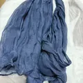 Deep blue bohemian cheesecloth table runner with natural wrinkled texture for wedding decor - 90x180cm / Denim Blue