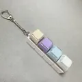 Fidget toy keychain with four mechanical keycaps in beige, purple, blue and white colors - 4-Key White Shell Mixed (Beige/Purple/Blue/White)