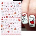 Adesivi per unghie 3D F106 con coppia di cartoni animati e motivi a cuore rosso - Personaggi dei Cartoni Animati di San Valentino (F106)