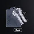 Sello de uñas de silicona transparente con raspador floral, 2,4cm para manicura francesa - Pequeño (2.4cm) / Transparente