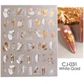 Minimalistische abstrakte Nagelaufkleber in Weißgold mit Gesichts- und Blumenlinien CJ-031 - Cj-31 Platinum (nackter Chip)