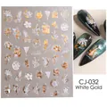 Nagelaufkleber CJ-032 in Weißgold mit Blumen, Blättern und Porträt-Liniendesigns - Cj-32 Platinum (nackter Chip)