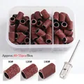 Brown sanding bands set with 80 120 180 grits and mandrel for nail drills in clear box - Brown Set (1990-03) / Brown