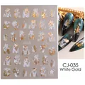 White Gold nail art stickers featuring abstract floral and leaf patterns for manicures - CJ-035 Fine Palm Leaf