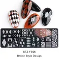Plaque de stamping nail art STZ-FS06 style britannique avec motifs géométriques - Plaque D'acier Stz-fs06