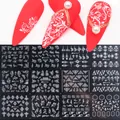 Selbstklebende Nageltattoo-Sticker mit weißen Retro-Blumen und Spitzenmustern - Retro Floral Stil (HBJY361-372) / Weiß