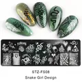 Plaque de stamping nail art STZ-FS08 avec motifs serpent et rose pour manucures - Plaque D'acier Stz-fs08