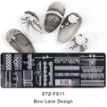 Plaque de stamping nail art STZ-FS11 avec motifs délicats de nœuds et dentelle noire - Design de Dentelle de Nœud (STZ-FS11)