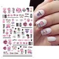 Selbstklebende Valentinstag Nagelsticker mit rosa Herzen und Love-Sprüchen F831 - F831 (nackter Film)