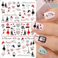 F832 Valentinstag Nagelaufkleber mit roten Herzen und Rosenmustern für DIY-Maniküre - F832 (nackter Film)