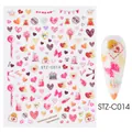 Adesivi per unghie romantici San Valentino con cuori orsetti e motivi di Cupido - Stile Cuore Romantico Cupido (STZ-C014)