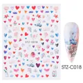 Adesivi per unghie STZ-C018 con cuori rosa, cigni e motivi romantici d'amore - Stile Cigno Unicorno Acquerello (STZ-C018)