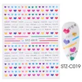 Adesivi per unghie con cuori colorati e scritte Ti amo per nail art di San Valentino - Stile Cuore d'Amore Multilingue (STZ-C019)