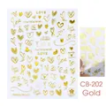 Adesivi per unghie in foglia d'oro con motivi a cuore e scritte love, modello CB-202 - Stile Cuore e Lettere (CB-202) / Oro