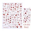 Adesivi per unghie cuori rossi modello CB-202 con scritte love decorative - Stile Carattere Cuore Rosso Brillante (CB-202)