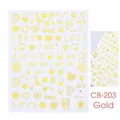 Adesivo per nail art 3D dorato CB-203 con cuori, lettere d'amore e note musicali - Stile Nota Cuore Dorata (CB-203)