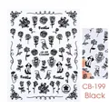 Adesivi per unghie neri con rose e linee artistiche eleganti serie CB-199 - Stile Linea Gamba Rosa Moda (CB-199)
