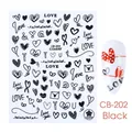 Adesivi per unghie con cuori neri e scritte d'amore CB-202 per manicure creativa - Stile Carattere Cuore Nero (CB-202)