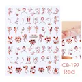 Adesivi per unghie rossi minimalisti CB-197 con disegni di rose e silhouette di visi - Stile Linea Minimalista Rosso (CB-197)