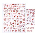 Adesivi per unghie a cuore rosso metallizzato modello CB-203 con scritte LOVE - Stile Nota Cuore Rosso (CB-203)