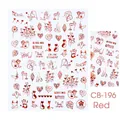 Adesivi per unghie rosso metallizzato con volti astratti e cuori d'arte, modello CB-196 - Stile Lineare Moderno Rosso (CB-196)