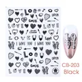 Adesivi per unghie neri con scritte LOVE e motivi a cuore, modello CB-203 - Stile Nota Cuore Nero (CB-203)
