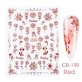 Adesivi per unghie con rose rosse modello CB-199 con cuori e fiocchi per manicure - Stile Rosa Moda Rosso (CB-199)