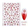 Adesivi per unghie rose rosse metalliche CB-201 per decorazione manicure elegante - Stile Floreale Rosa Rosso Brillante (CB-201)