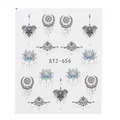 Adesivi per unghie bohémien con disegni mandala e loto in nero e blu - Stile Bohémien Catena Gioielli (STZ-656)