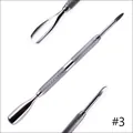 Detailed close-up of dual-ended stainless steel nail cuticle pusher with non-slip handle - Steel Pusher Style 3