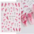 Detail von STZ-CS199 Nagelstickern mit rosa Pfirsichblüten und chinesischer Kalligraphie - Rosa Pfirsichblüte Poesie (STZ-CS199)