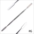 Dual-head stainless steel nail pusher with knurled non-slip handle for manicure prep - Steel Pusher Style 6