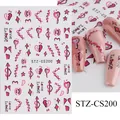 Detail von rosa Graffiti Nagelaufklebern mit Herzmotiven und Lavie In Rose Text - Romantisches Herz Pink Schwarz Stil (STZ-CS200)