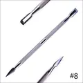 Close-up of dual-ended stainless steel cuticle pusher #8 with non-slip knurled handle - Steel Pusher Style 8