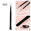 Close-up of SN02 dual-ended nail tweezers with precision tip and silicone pressing head - Pointed Dual Head Style (SN02) / Black