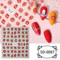 5D geprägte chinesische Neujahrs Nagelaufkleber mit rotem Fu-Zeichen und Kaninchen - 5D87