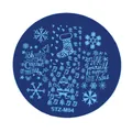 Makroaufnahme der runden STZ-M04 Nagel-Stamping-Platte aus Edelstahl mit Weihnachtsmotiven - Weihnachtssocke Text Stil (STZ-M04)