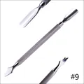 Dual-end stainless steel cuticle pusher and nail scraper with knurled handle, model #9 - Steel Pusher Style 9