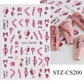 Adesivi per unghie 3D cuori e labbra STZ-CS200 in rosa e rosso per nail art romantica - Stile Cuore Romantico Rosa Nero (STZ-CS200)