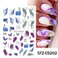 Adesivi per unghie texture marmo 3D con effetti fumo viola e glitter dorati - Stile Farfalla Fumo di Marmo (STZ-CS202)