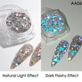Sparkling silver holographic nail glitter powder in a jar for natural and flash light - Diamond Reflective Powder Aa-06