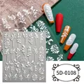 5D-geprägte Nageltattoo-Aufkleber mit weißen Blumenmustern für das Modell 5D-0108 - 5D108