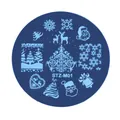Kerst nail art stempelplaat STZ-M01 met sneeuwvlokken en Kerstman-ontwerpen - Kerstman Thema Stijl (STZ-M01)