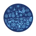 Kerst nail art stempelplaat STZ-M02 met sneeuwvlokken en rendieren van rond staal - Sneeuwvlok Rendier Thema Stijl (STZ-M02)