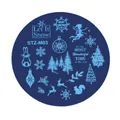 Ronde roestvrijstalen nagelstempelplaat STZ-M03 met kerstmis sneeuwvlokken en motieven - Winterbos Dieren Stijl (STZ-M03)
