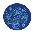 Kerst nail art stempelplaat STZ-M04 met sneeuwvlokken en Kerstman patronen - Kerstsok Tekst Stijl (STZ-M04)