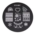Christmas nail art stamping plate STZ-M07 with snowflakes and reindeer patterns - Nordic Geometric Forest Style (STZ-M07)