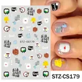 Stickers nail art dessin animé vert STZ-CS179 avec illustrations créatives de vie - Style d'Illustration Amusant Vie (STZ-CS179)