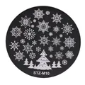 Round stainless steel nail stamping plate with Christmas snowflakes and tree designs STZ-M10 - Multiple Snowflakes Christmas Tree Style (STZ-M10)